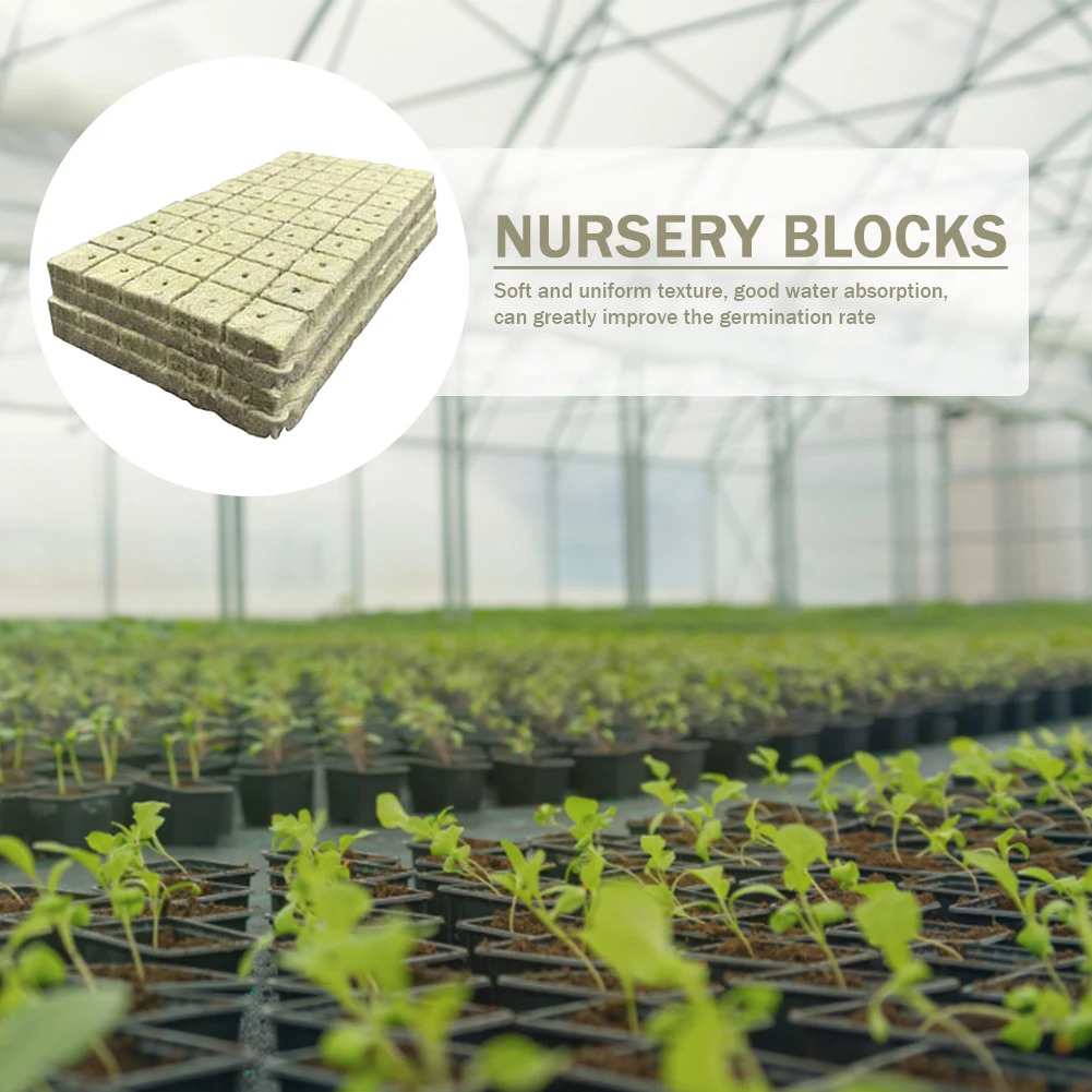 100pcs Rock Wool Seed Starters Cloning Cubes Ventilative Hydroponics Seed Seedling Grow Block Multipurpose for Plant Propagation