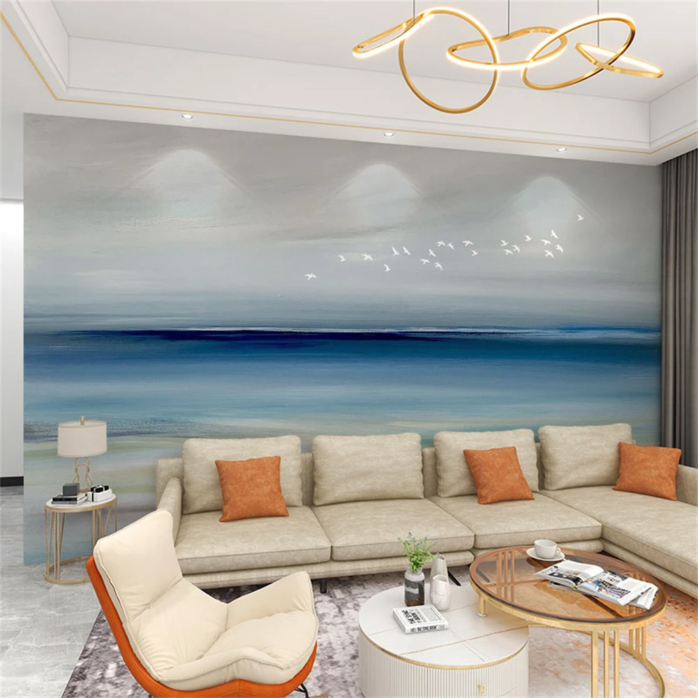 Pintura al óleo 3D personalizada, Fondo de TV de océano, papel de pared para sala de estar, decoración, papel tapiz para dormitorio, mural, pintura de pared