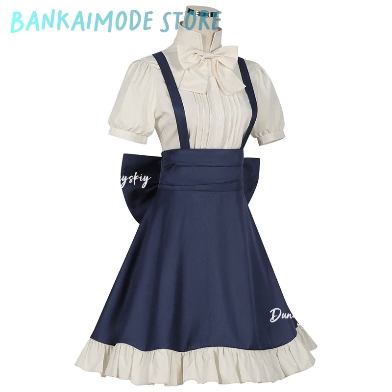 Мари Косплей Костюм Парик Аниме Magic Maker Girls Party Con Event Милая синяя юбка Рубашка Головные уборы Галстук-бабочка Комплект носков