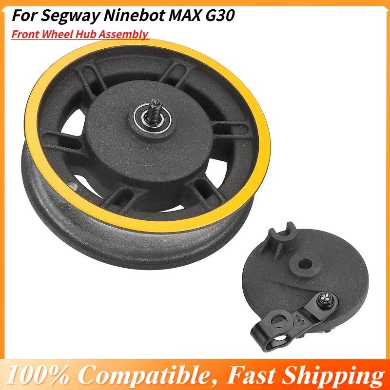 

Complete Front Wheel Hub Assembly for Segway Ninebot MAX G30 Scooter, Includes Drum Brake Cover, Ready-to-Install Front Rim