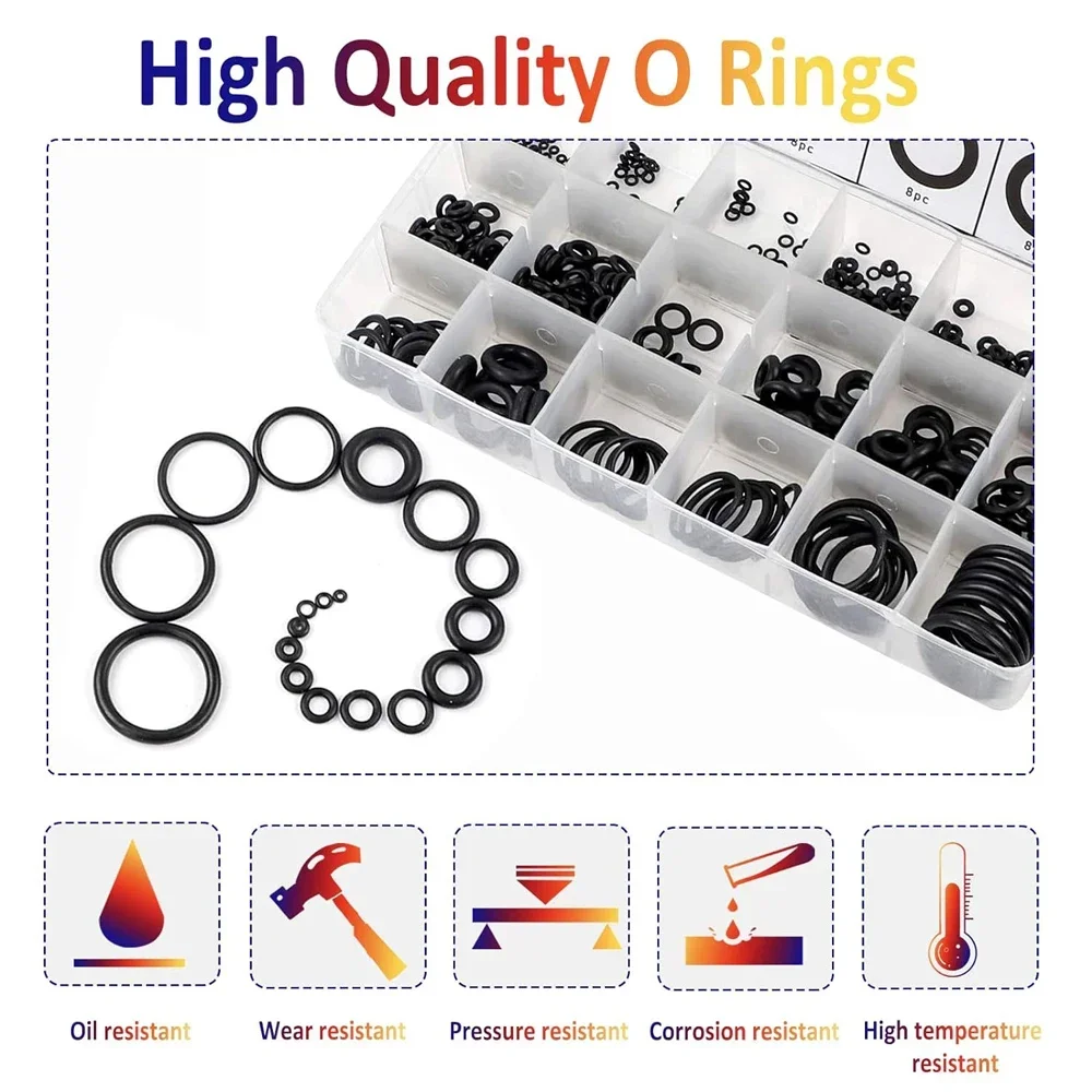 419/225-teiliges Set, universelles O-Ring-Sortiment, Größe 32, Nitril-Gummi-Ring-Dichtung, O-Ring-Dichtung für die Reparatur von Sanitär-Automobil-Wasserhahn – Detail 18