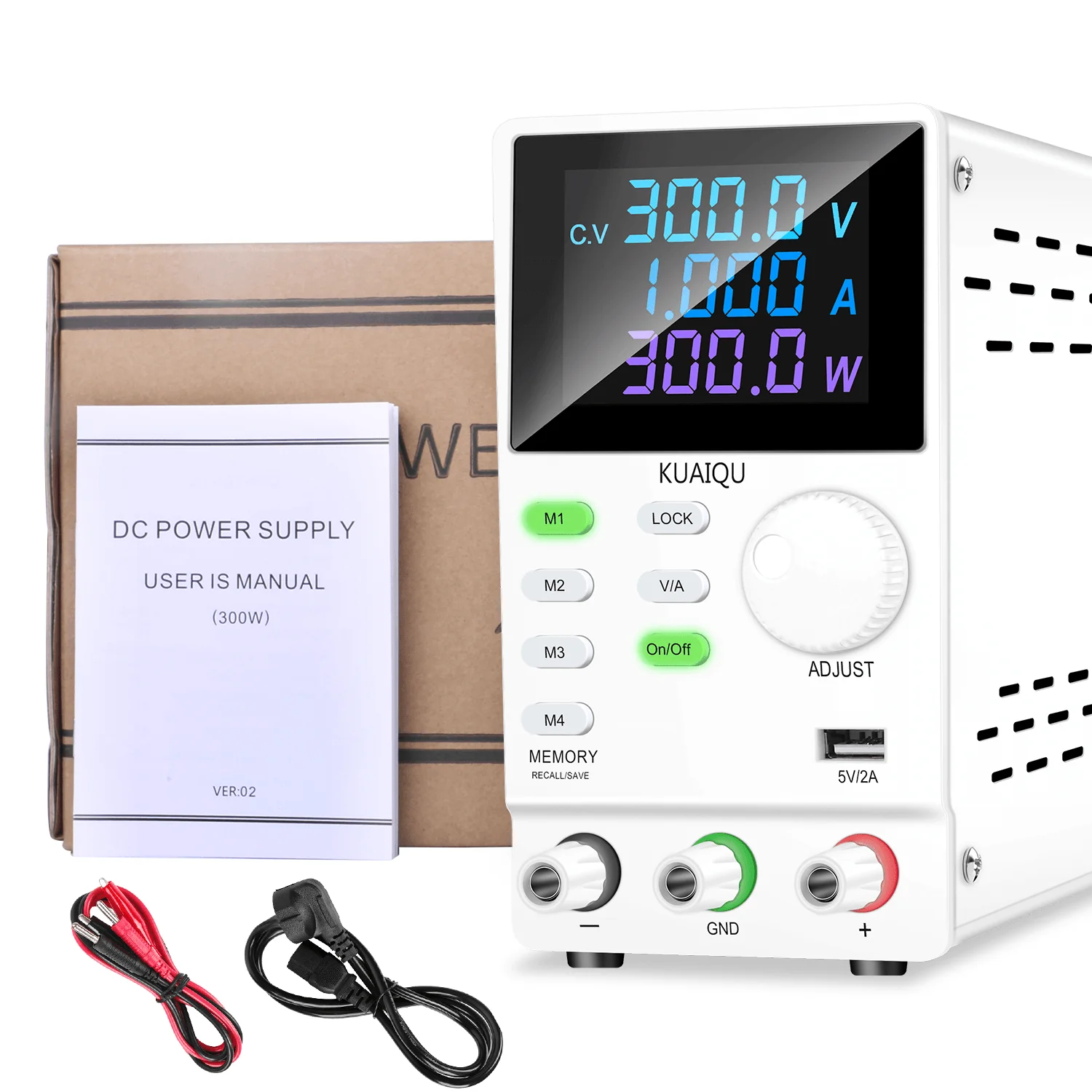 KUAIQU Programmable Storage Laboratory DC Power Supply Adjustable 30V 10A Memory Function Regulated Voltage Regulator 200V 300V