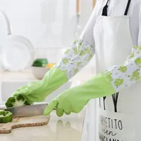 Silicone Rubber Dish Washing Gloves for Household Kitchen Cleaning Scrubber Tool, 1Pair Lengthen