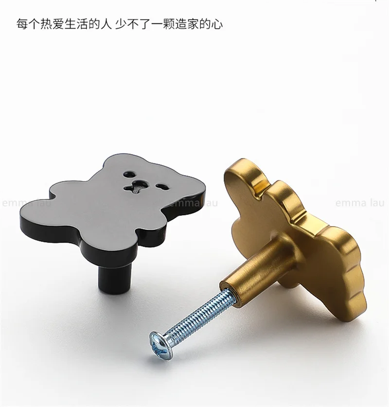 Pegangan Kamar Anak-anak Pegangan Kabinet Lemari Bentuk Panda Beruang Kartun Kenop Pintu Laci Tarikan Furnitur Lubang Tunggal