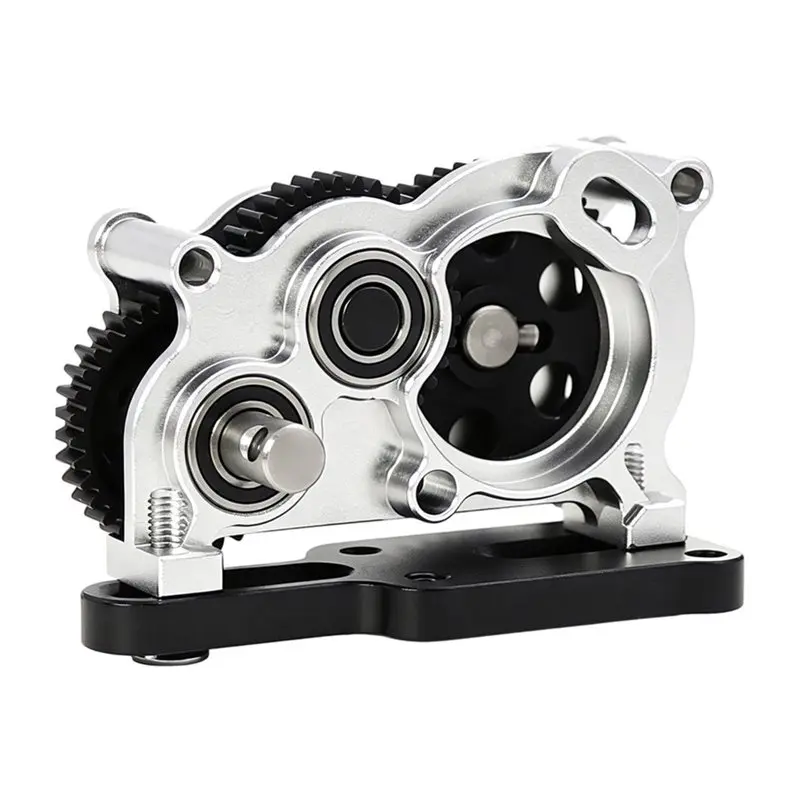 ABXE-Rc Crawler Car Gearbox With Slipper Pad For 1/10 Capra SCX10II III AR45 LCG Rc Crawler Car Upgrade Parts Black+Silver