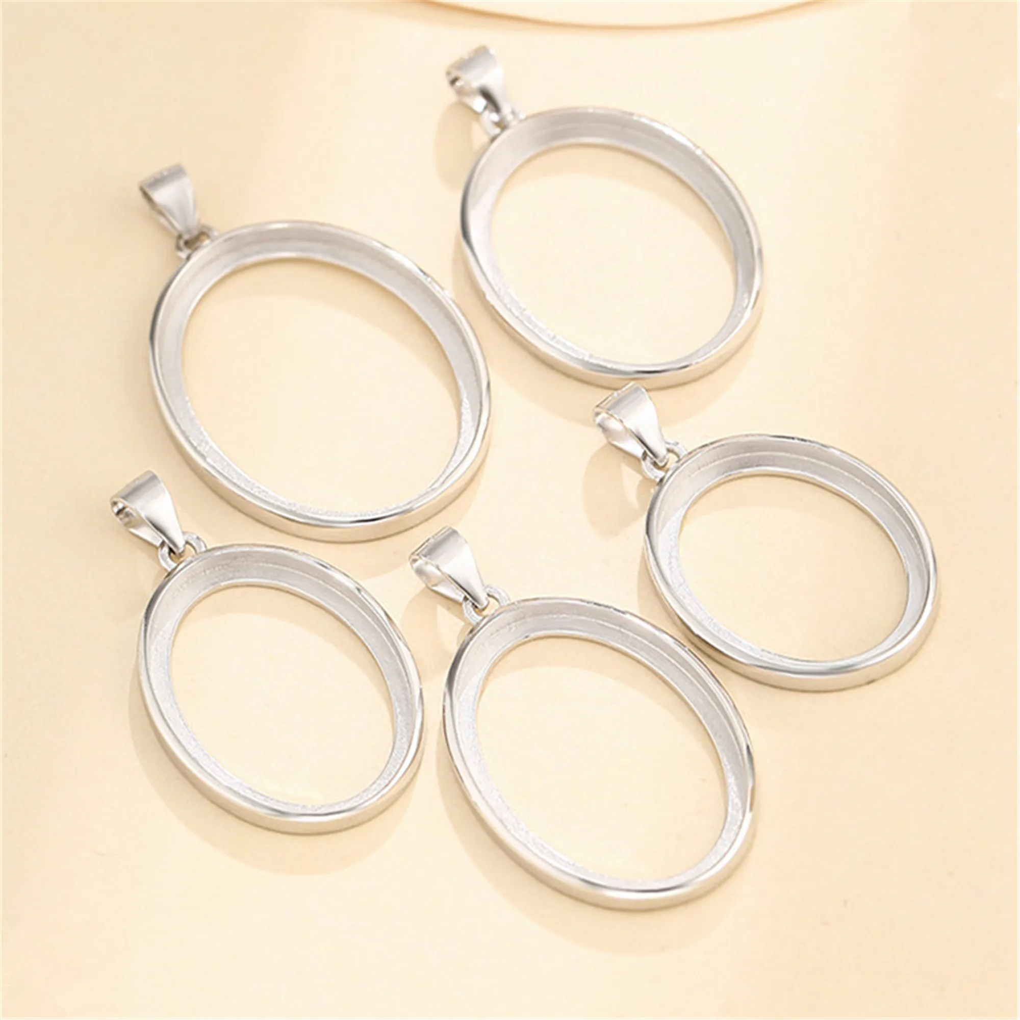 Pendant Blank for 16X20mm/16x22mm/17x24mm/18x23mm/21X27mm Oval Cabochons White Gold Plated 925 Silver Pendant Base SP0057