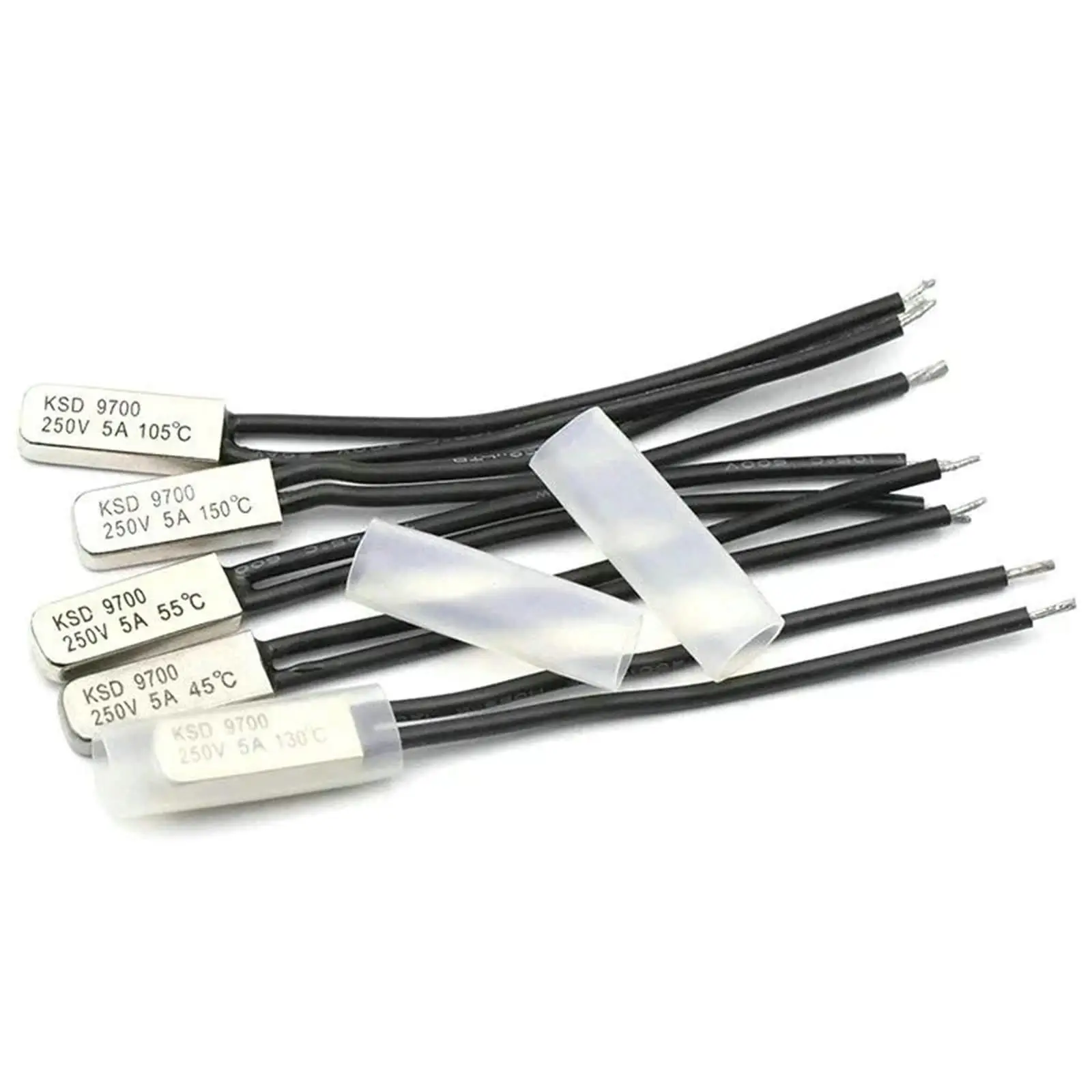5pcs KSD9700 250V 5A 85C 95C 45-145 Degree Celsius Normally Open Bimetal Disc Temperature Switch Thermostat Thermal Protector