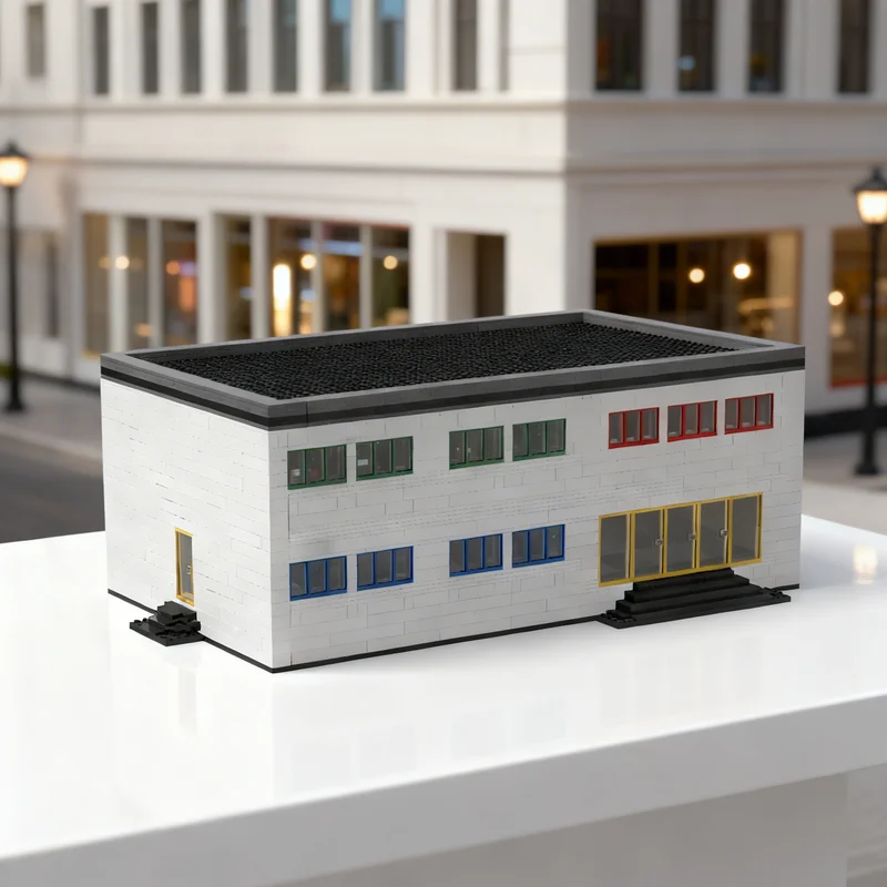 

4340 деталей MOC: Современная школа, модульная модель городской улицы, строительные блоки, подарок для самостоятельной сборки, креативный коллекционный декор для демонстрации