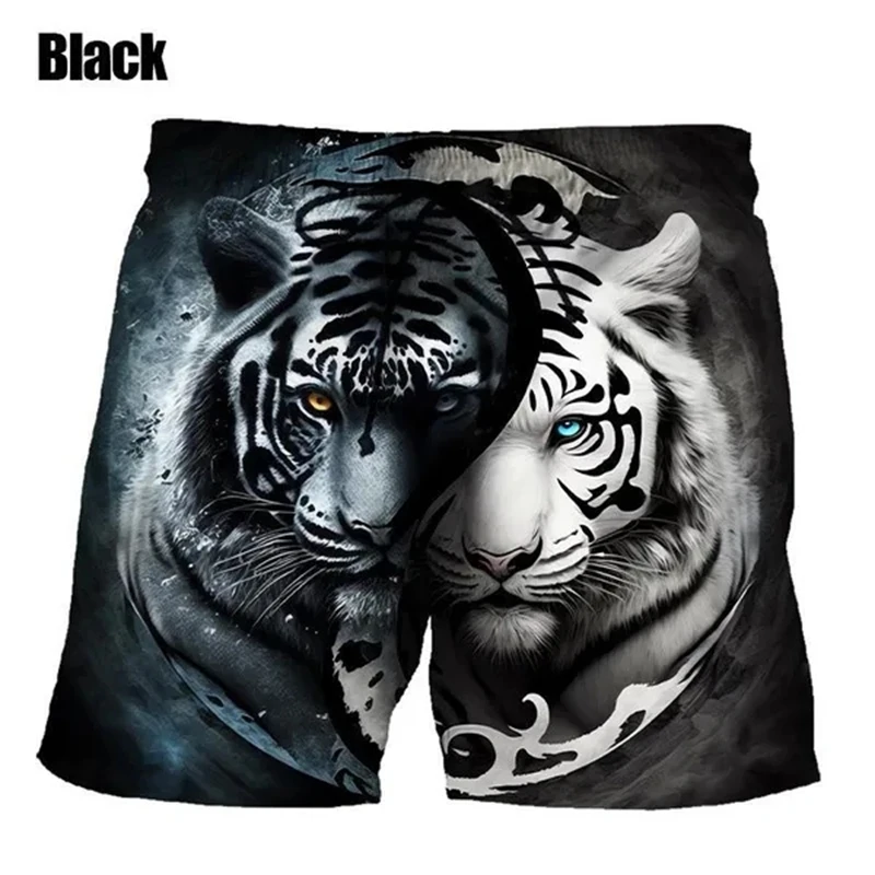 Calção de praia com estampa 3D masculina e feminina, calça legal, calção de banho, animal, tigre, casual, verão, venda quente, moda