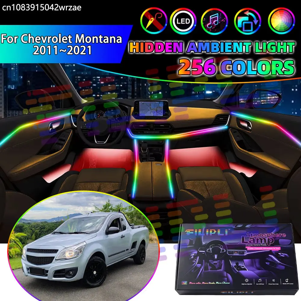 For Chevrolet Montana 2011~2021 MK2 Tornado RGB Car Interior Ambient Lights Strips Breathing Lighting Kit App Control LED strips
