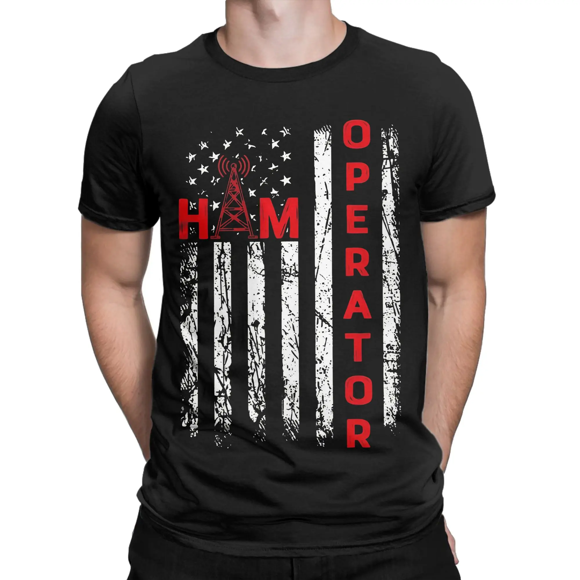 Men Women's USA Flag Ham Radio Amateur Radio Operator T Shirt  Pure Cotton Clothes Vintage Round Collar Tees Summer T-Shirt