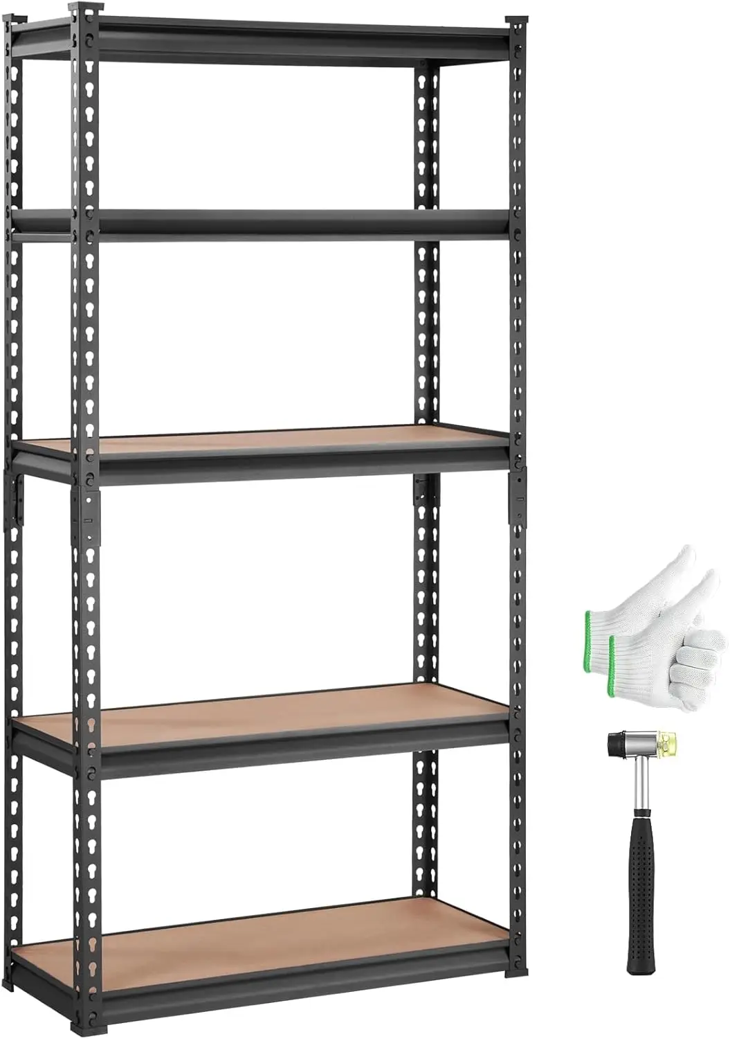 

5-Tier Adjustable Heavy Duty Garage Shelves, 2000 lbs Capacity Metal Organizer Utility Rack, Black, 30x12x60 inches