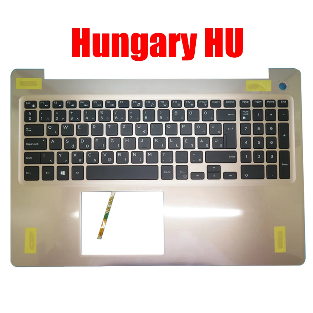 

Laptop Palmrest For DELL For Inspiron 15 5570 5575 0VDFV7 VDFV7 With Backlit Hungary HU Keyboard Gold Upper Case New