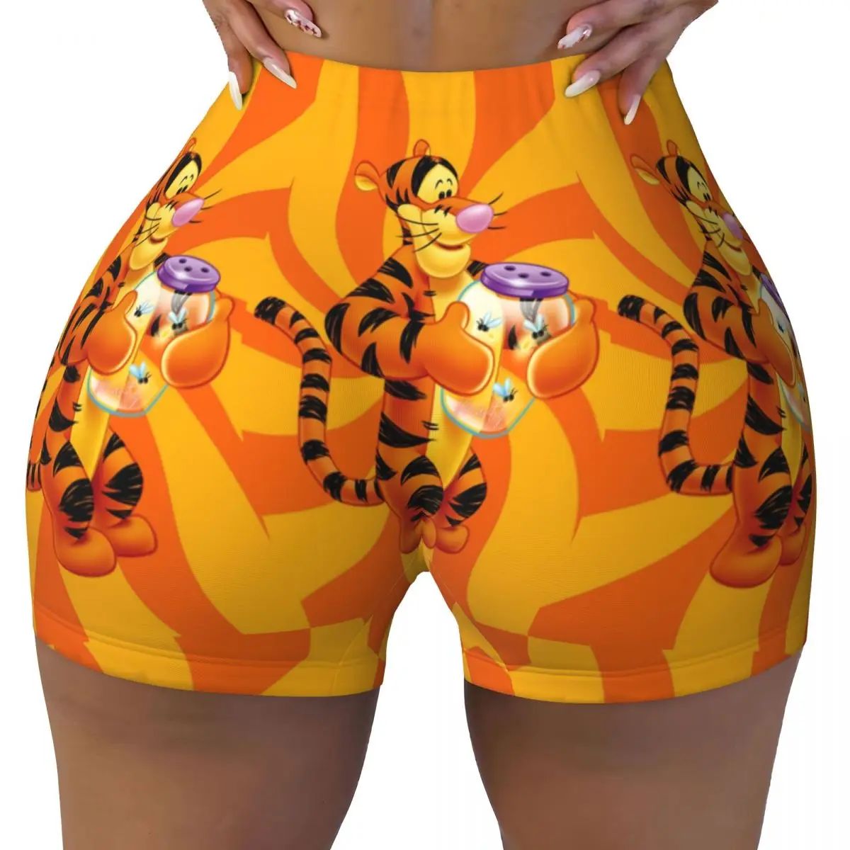 

Custom Women My Friends Tigger Pooh Workout Yoga Shorts Cartoon Athletic Gym Volleyball Biker Shorts