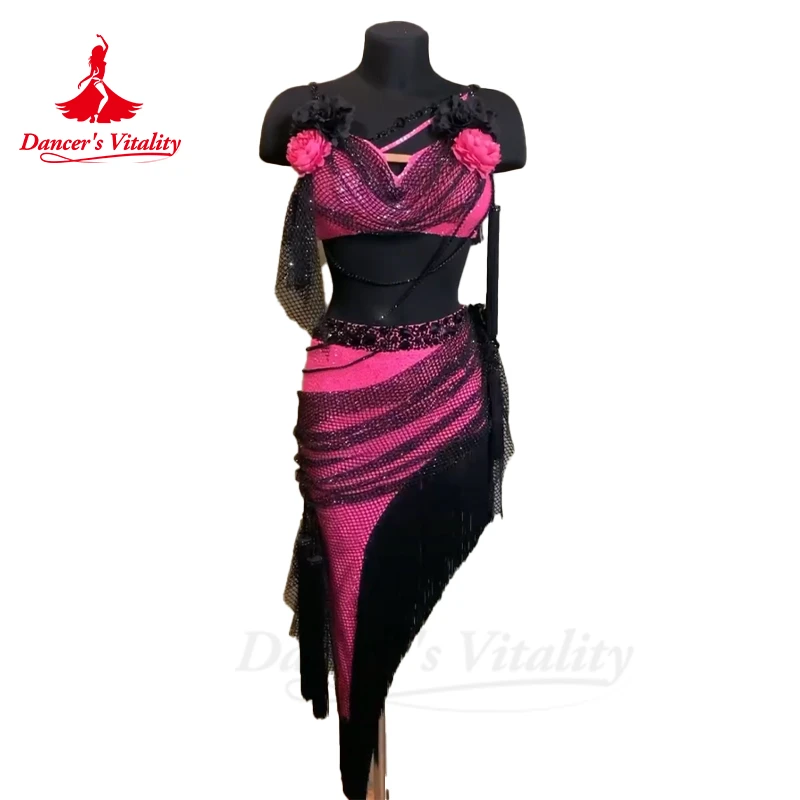 Latin Dance Performance Dress for Women Mesh Rumba Chacha Tango Competiton Costume Skirt Adult Children Latin Dancing Outfit