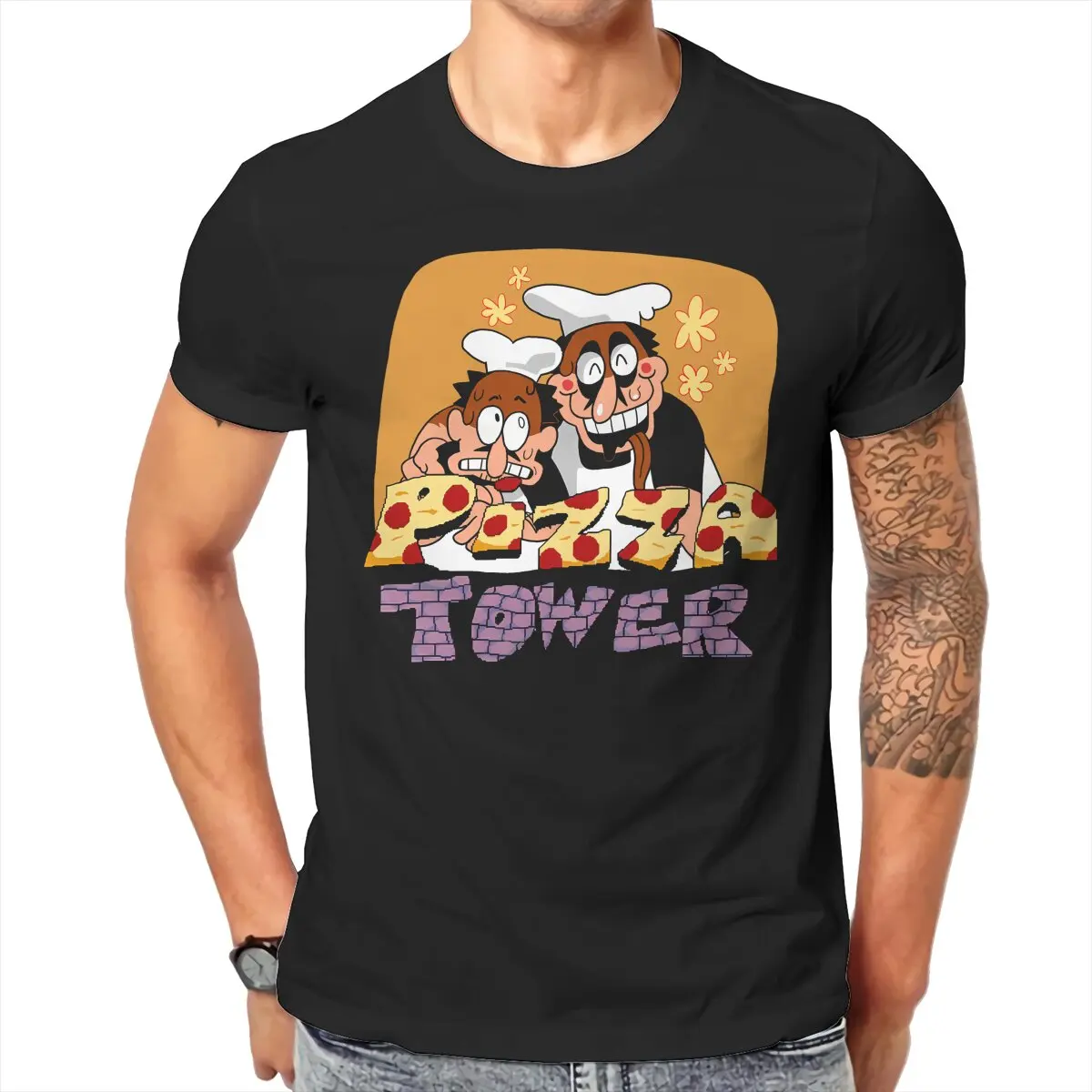 

Graphic Art Newest TShirts Pizza Tower Games Men Style Pure Cotton Streetwear T Shirt O Neck