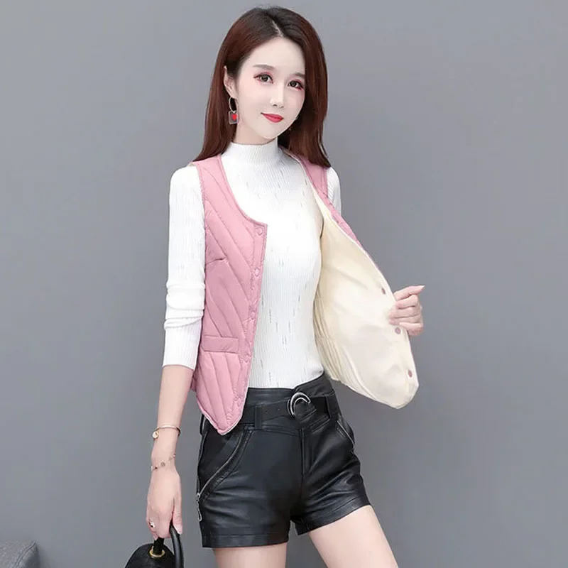 

Women's Vest Sleeveless V Neck Button Outwear Gilet Casual Daily Wear Spring Autumn Winter Warm Thick Female Jacket Waistcoat