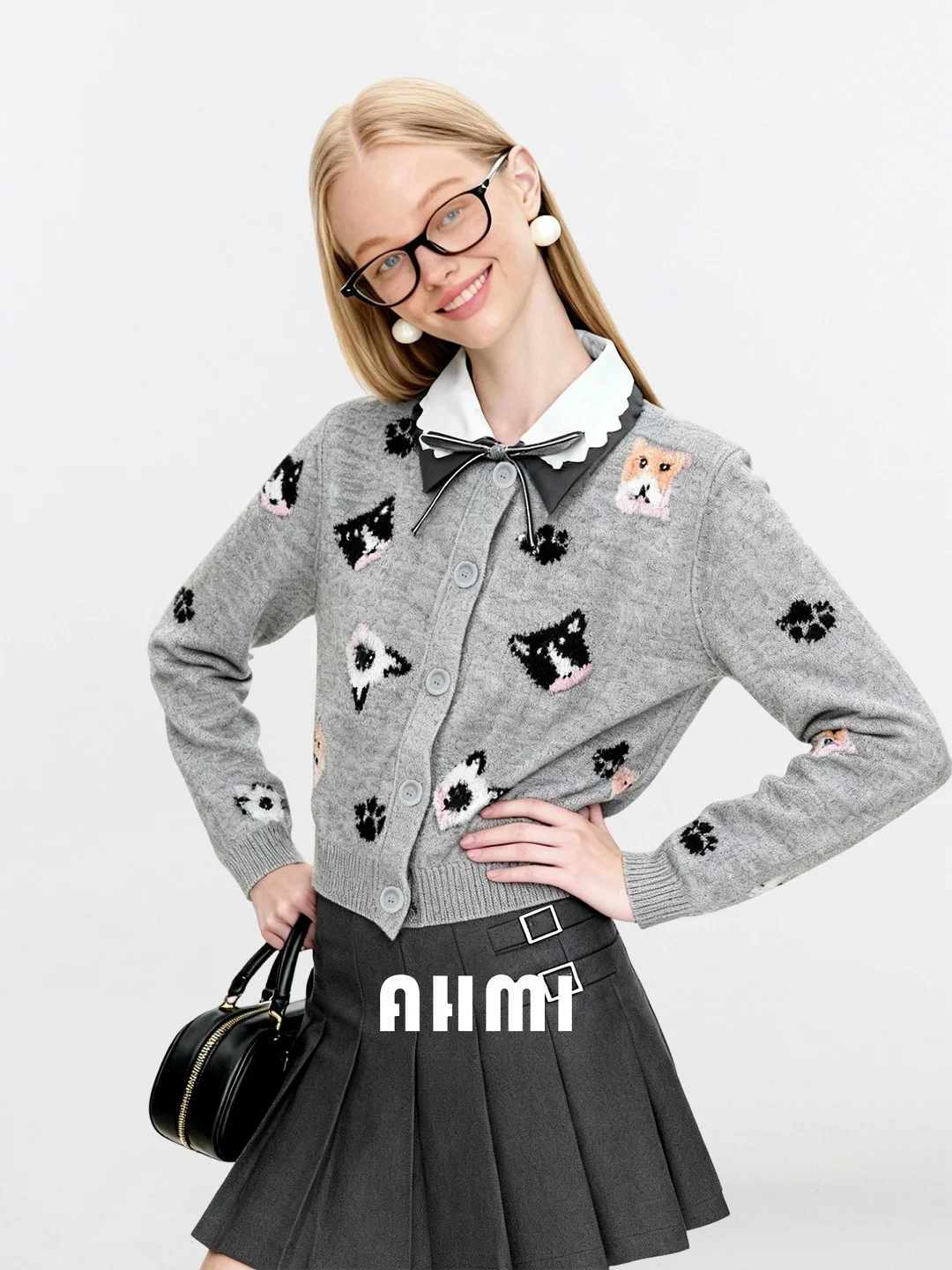 

AHMI Women's Knitted Cardigan Autumn Winter New Sle Sweet Sle Loose Fit Long Sve round Ne Button Detail Embroidery S...