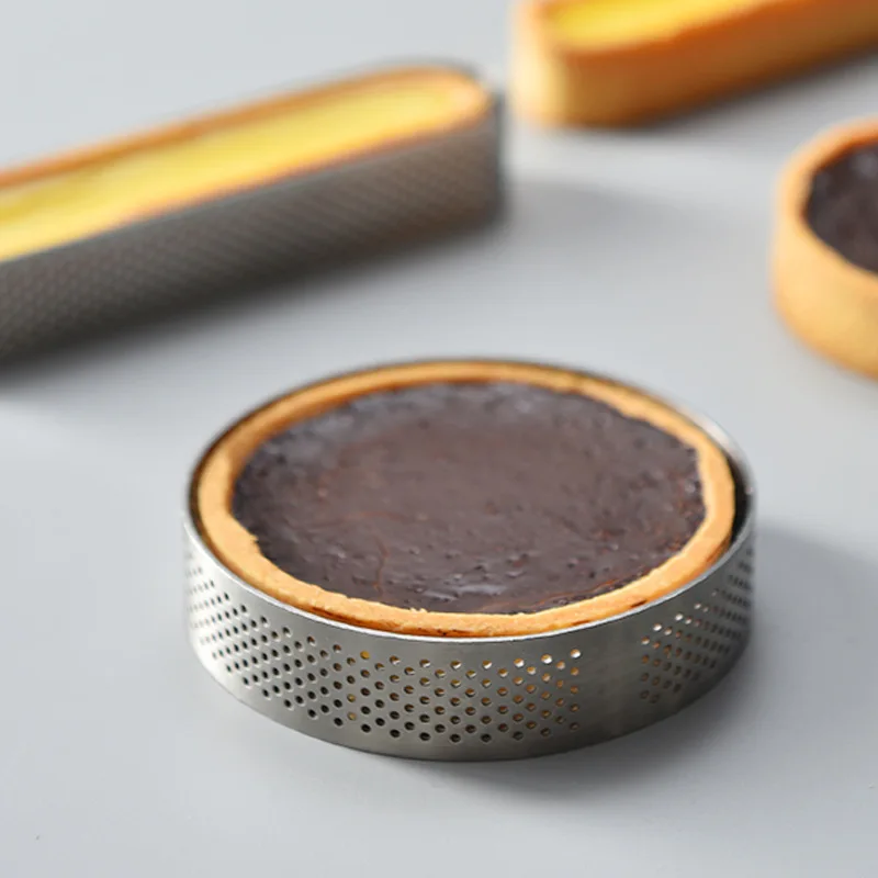 5-10cm DIY Tart Ring Mold Cake Tools French Dessert Bakeware Cutter Round Shape Decorating Tool Perforated Mousse Circle