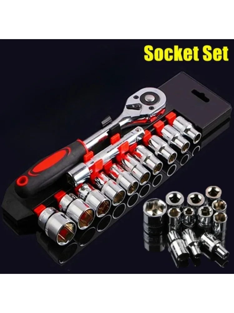 AliExpress NONE 12pcs Wrench Socket Set: Multi-PurposeTool for Car/Motorcycle/Bicycle Repair - Short Socket + Ratchet - Essential Hand Tools