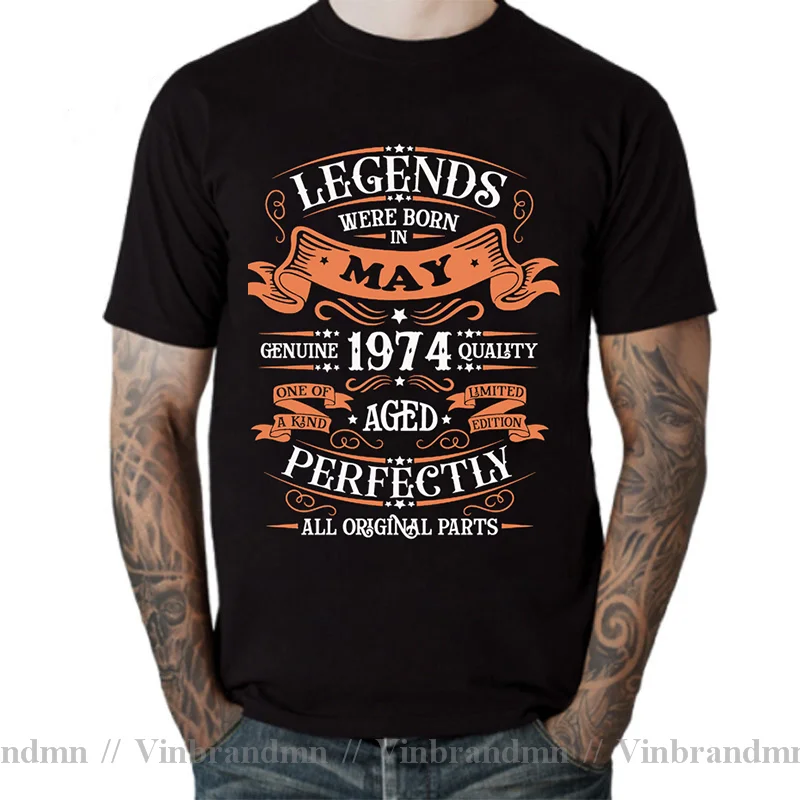 Legends Born In 1974 November September October December January Febuary March April May June July August Aged Perfectly T Shirt