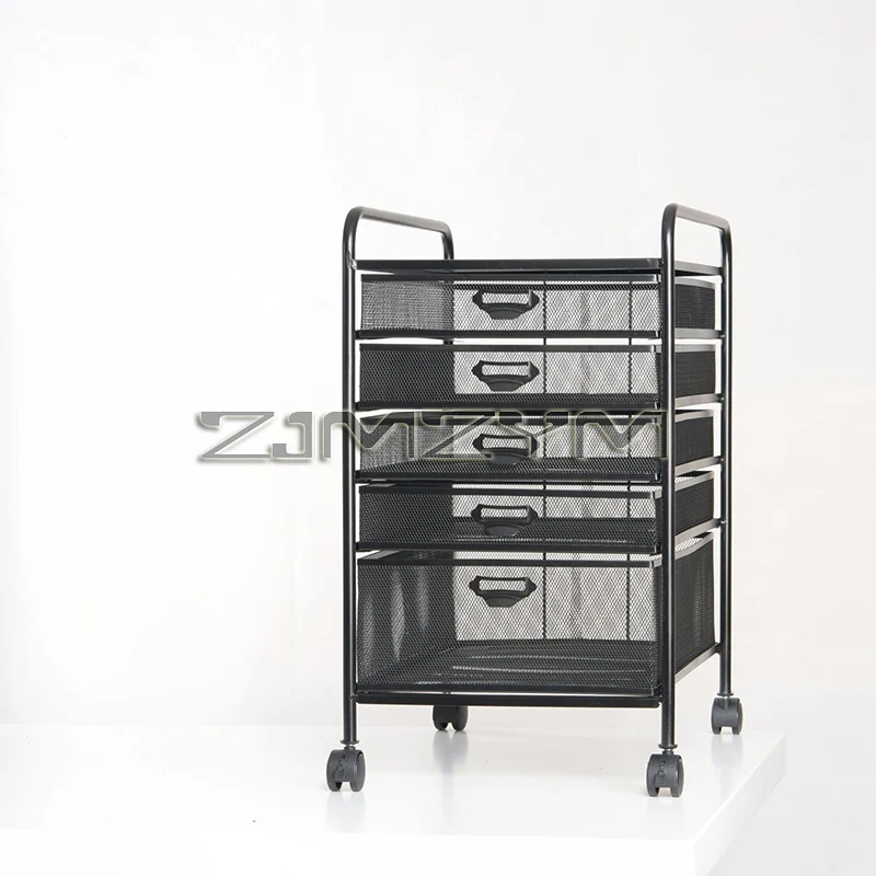 Wrought Iron Multi-Layer A3 File Rack With Drawer Trolley, Office Information Storage Cabinet, File Sorting Shelf