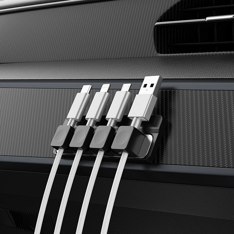 Magnet Cable Winder Adhesive Silicone USB Cable Fixer Organizer Solid Color Cable Holder Line Charger Clip For Desk Office