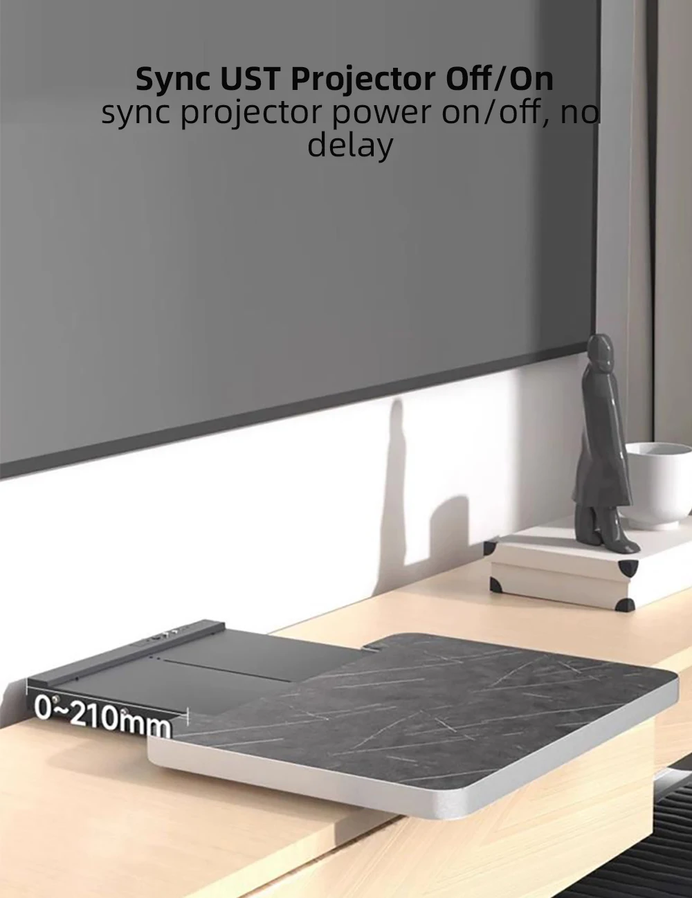 Yinzam UST Projector Motorized Slider Tray, 200inch Automatically Retractable Tray Telescopic Design, Smart Syncs with Projector