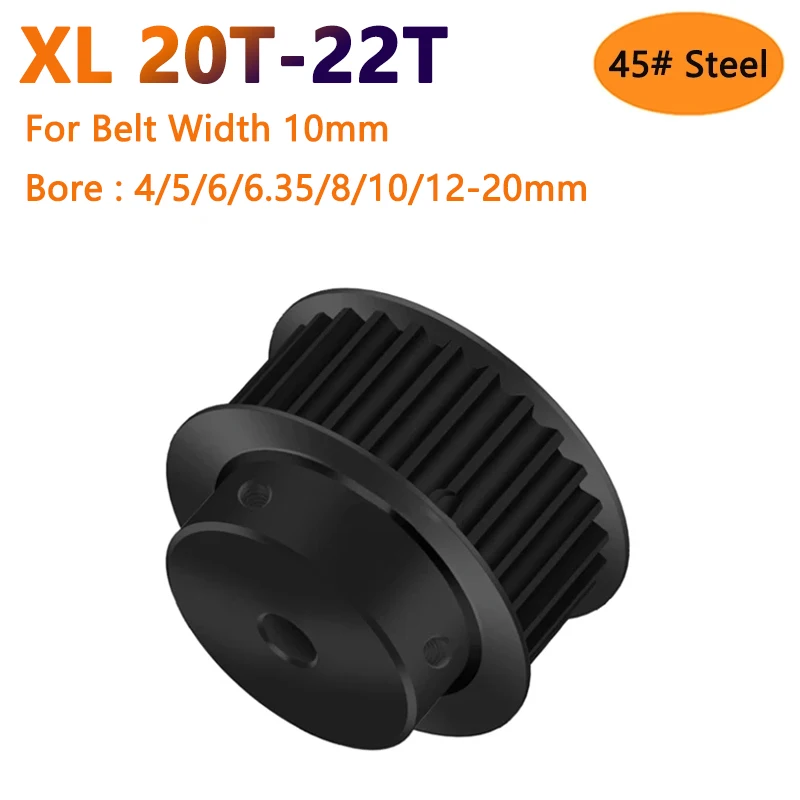 

1pc 20T-22T XL Black 45# Steel Timing Pulley 20 21 22 Teeth Synchronous Wheel for Belt Width 10mm Bore 4 5 6 6.35 8 10 12-20mm