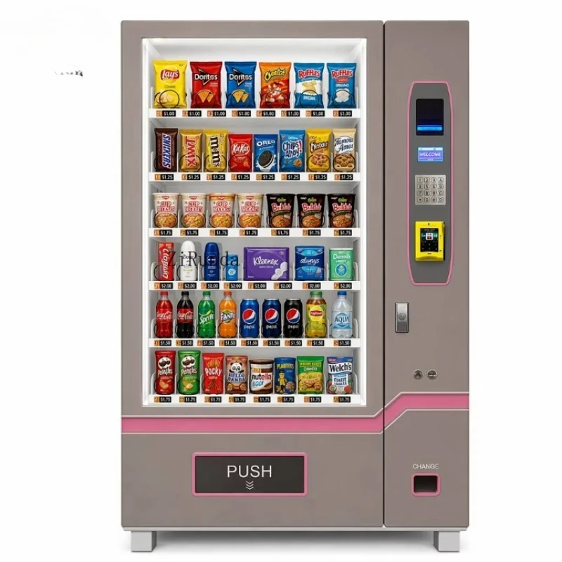 Máquina de venda automática com teclado de aço inoxidável, LCD, pagamento sem dinheiro MDB Dex, lanches