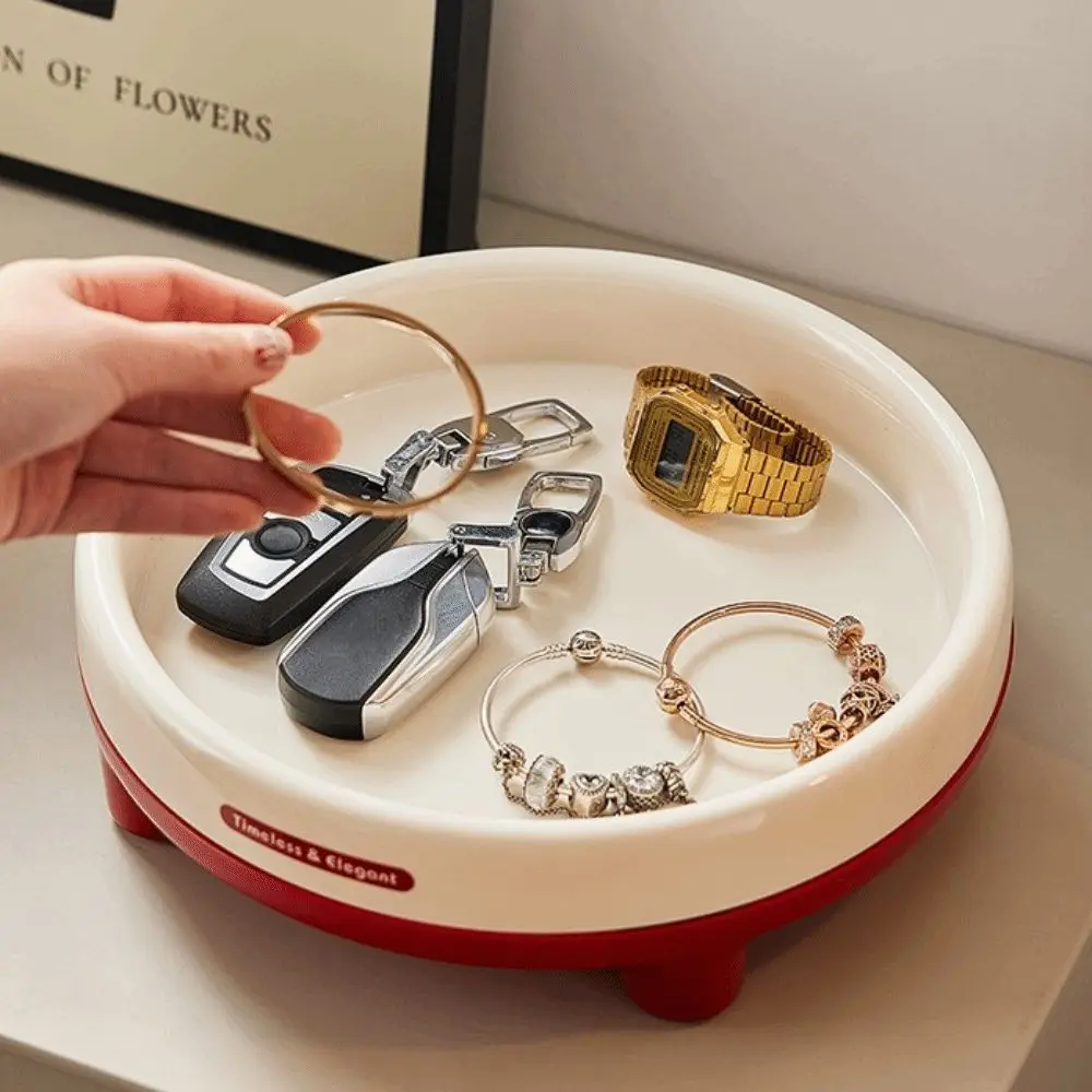 New 360 Degree Rotating Fruit Dish PP Light Luxury Snacks Storage Tray Anti-slip Base Space Saving Seasoning Lazy Susan Kitchen