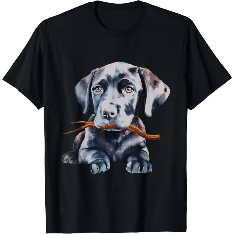 

Cute Black Labrador Puppy T-Shirt Men Women Dog Lover Gift Fetch Stick Pet Owner Animal Lover Adorable Puppy Tee Casual Wear