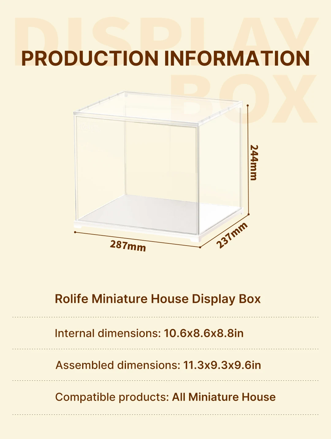 Robotime Rolife Dust Proof for All Miniature House Dollhouse Display Box Home Decoration Easy to Assembly