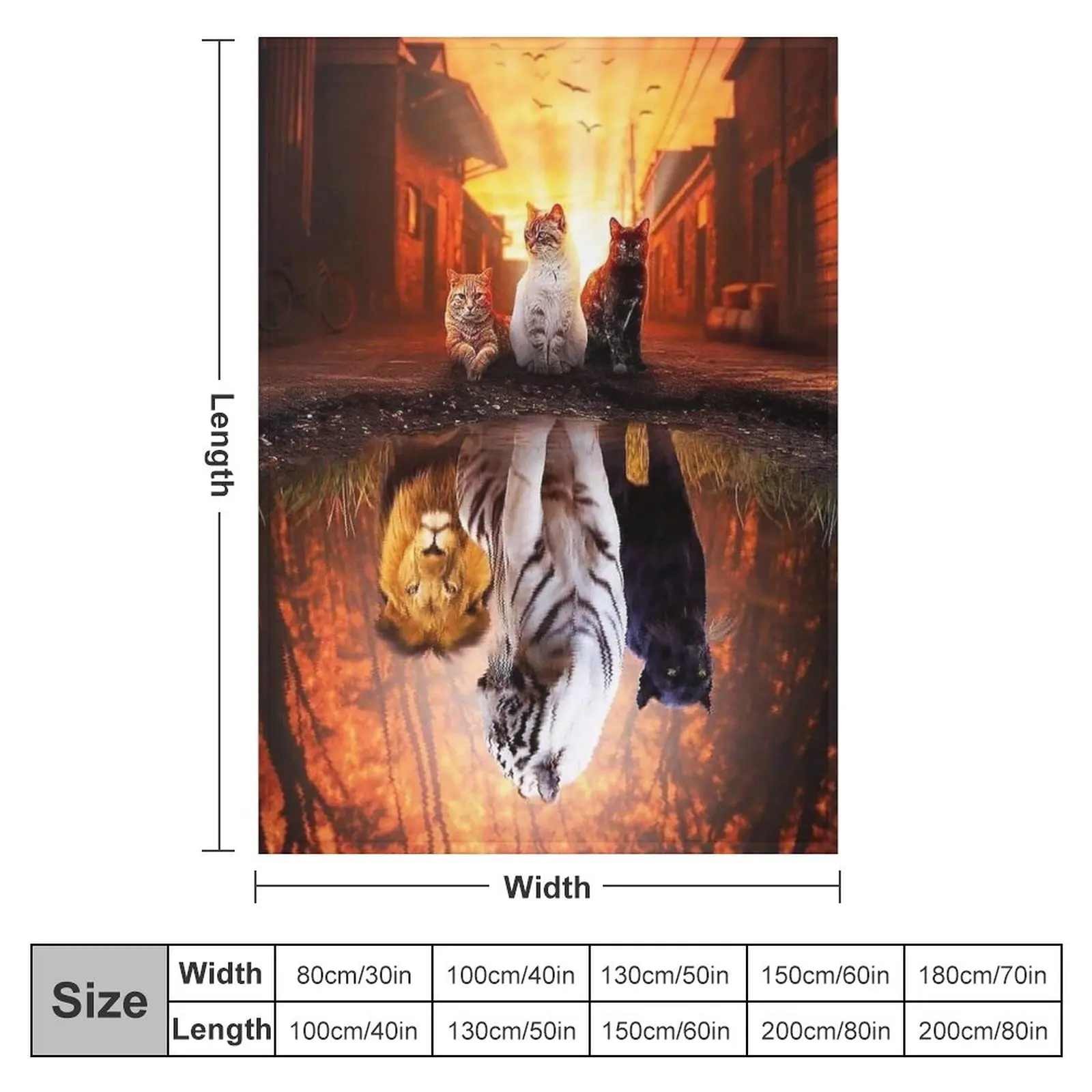 Cat vs Tiger - Cat is Tiger Reflection Throw Blanket Giant Sofa Soft Blankets For Bed Fashion Sofas Blankets