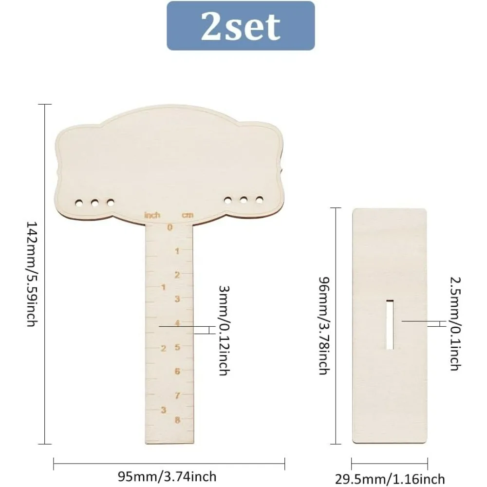 2PCS Wood Standing Earring Measurement Display 1/8 Inch Holes Jewellery Earring Rack with inch/cm Measurement Units Display