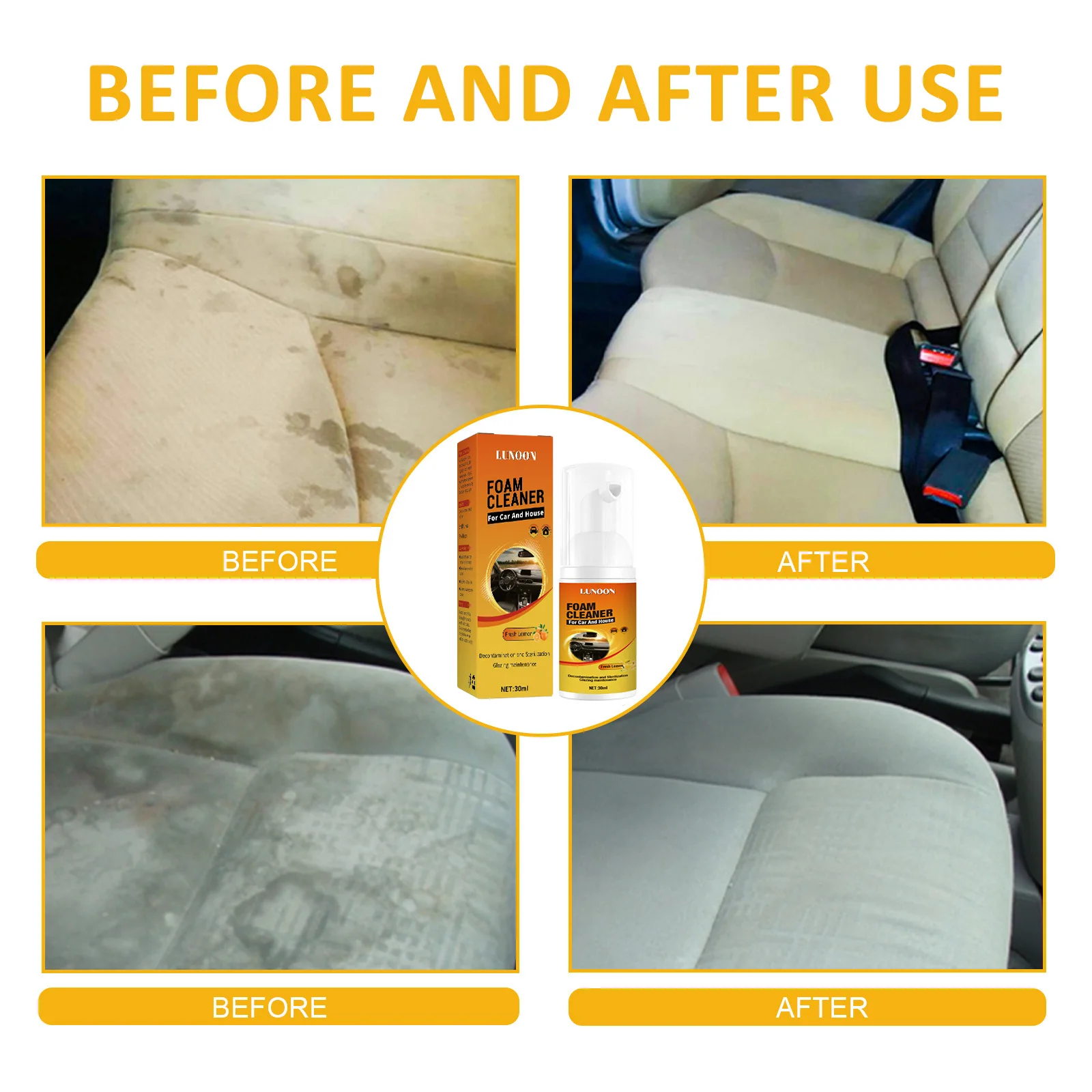 30ml/100ml Multi-purpose Foam Cleaner for Vehicles Cars- Interior Stain Remover, Leather Seat & Steering Wheel Foam Cleaner