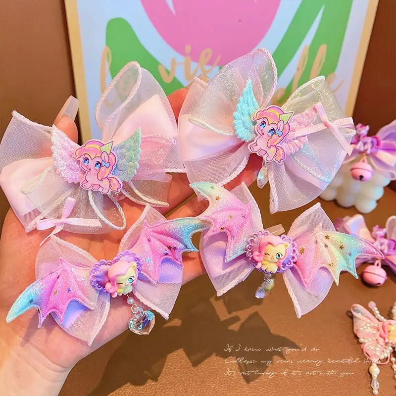

Детское украшение для волос My Little Pony, мультяшный бант, индивидуальная модная милая заколка для волос принцессы для девочек, подарок на день рождения, Kawaii