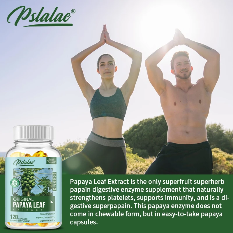 Papaya Leaf Extract Capsules - Supports Platelets, Bone Marrow and Spleen, Improves Immunity and Improves Digestion