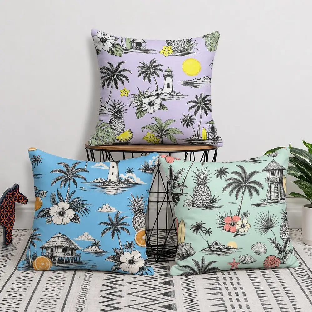 Cushion Cover Tree Lighthouse Short Plush Soft Double-Sided Printing Pillow Case Cozy Sofa Bedroom Home Decor Gift