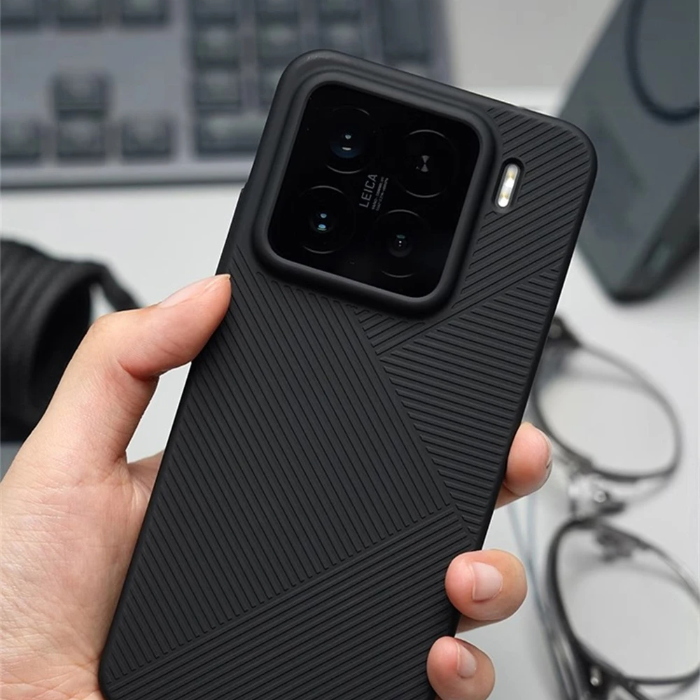 Ultradünne, matte, transluzente Handyhülle mit geometrischem Muster für Xiaomi Mi 17 15 14 Pro 13, schlanke, gestreifte, harte PC-Schutzhülle