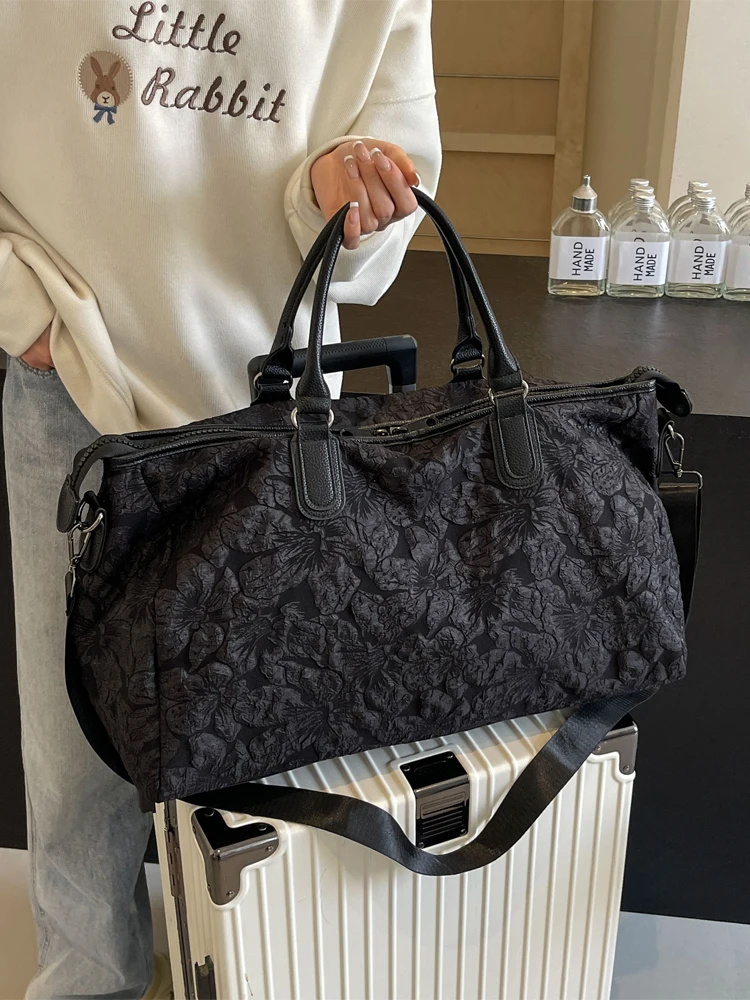 

New Fashion Cotton Fabric Large Capacity Handbag Multi Functional Travel Outdoor Portable Single Shoulder Crossbody Shoulder Bag