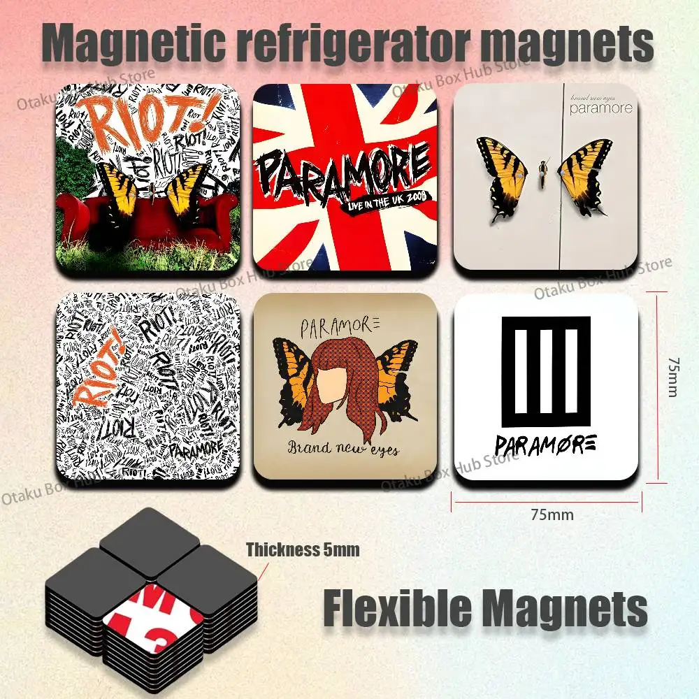 Band P-Paramore Cute Cartoon Anime Refrigerator Magnets Soft Magnetic Heat Transfer Refrigerator Magnets Gift