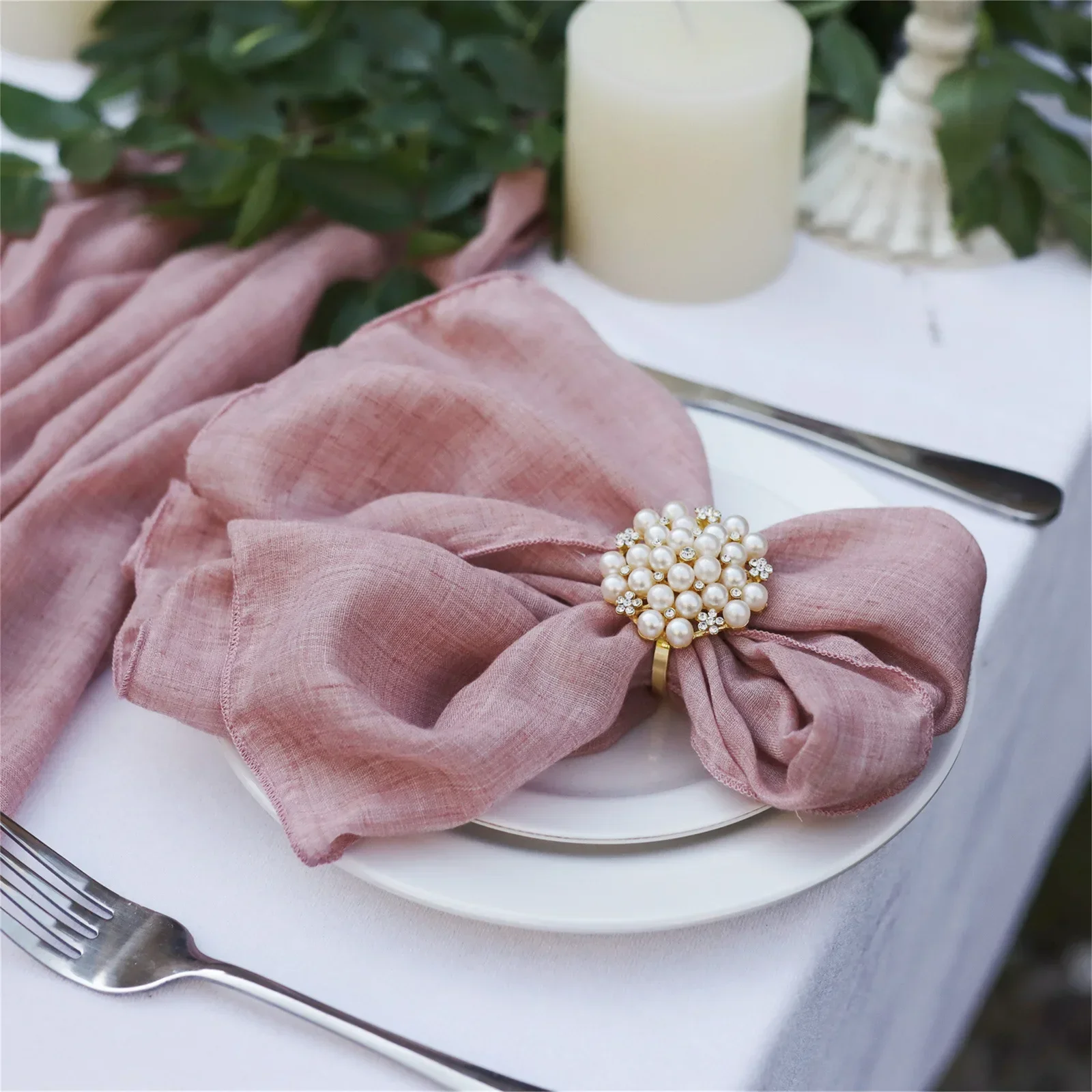

12PCS Polyster Cotton Cloth Napkins 46cmx46cm Bohemian Gauze Dining Table Hand Towels For Wedding Party Christmas