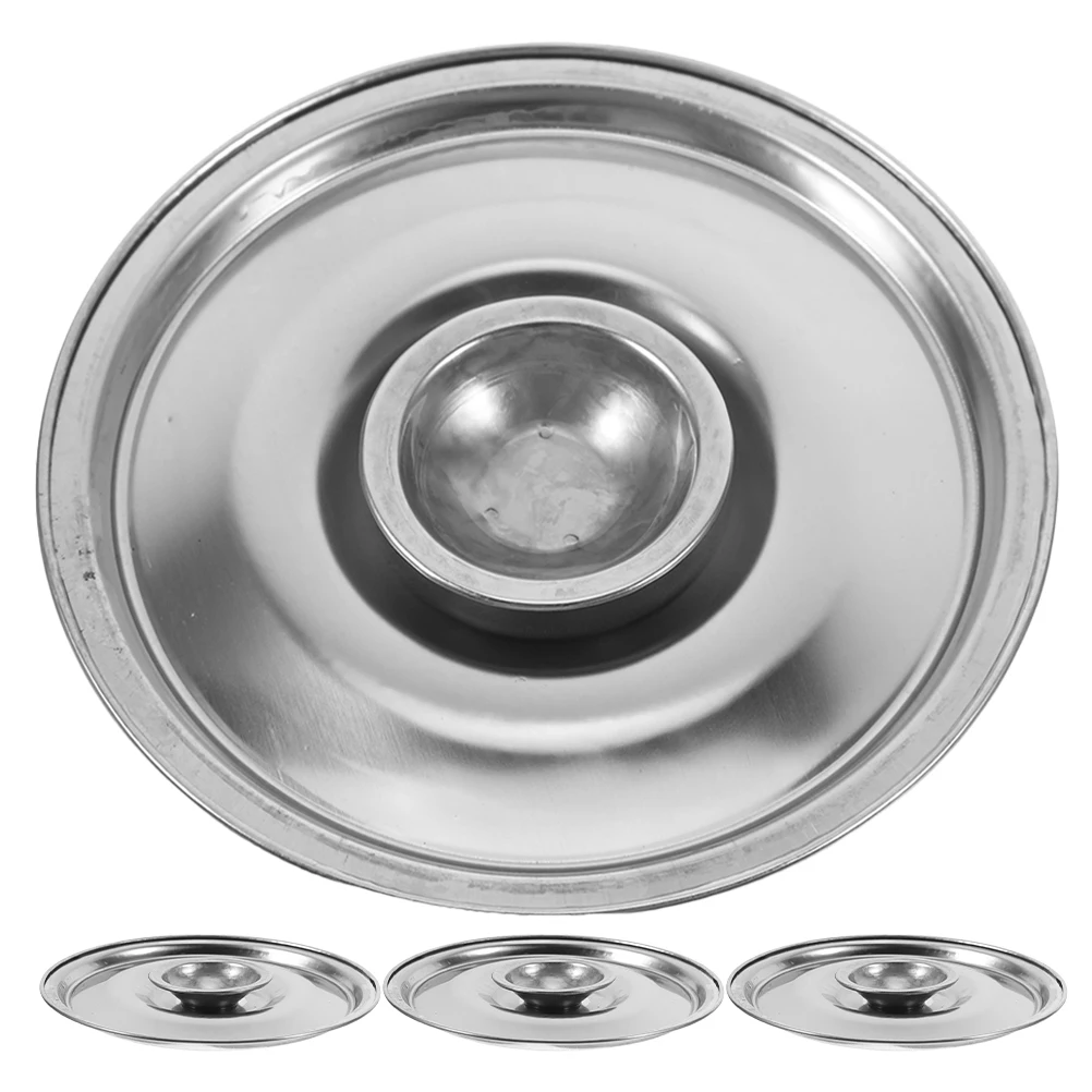 

4 Pcs Stainless Steel Bowl Lid for Seasoning Cooker Covers Jars Oil Pots Universal Replacement Small Pan Cover Fits 10cm Easy