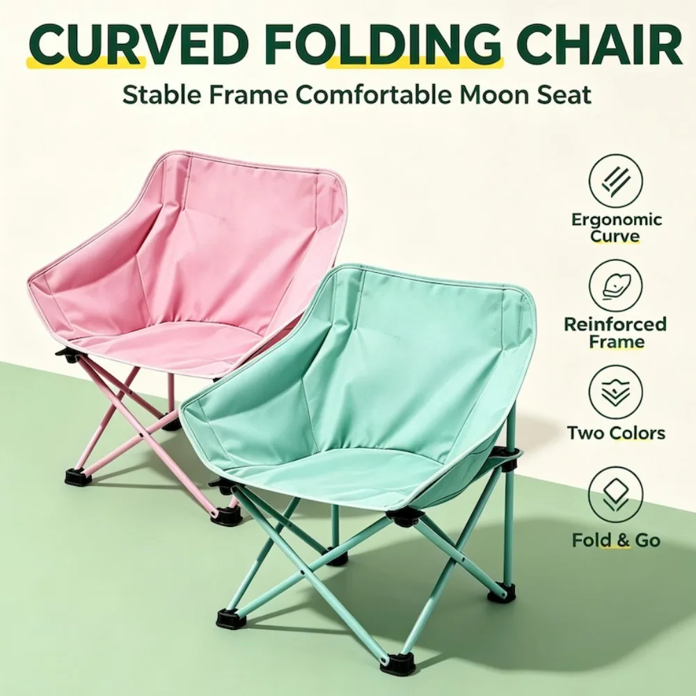 Outdoor Folding Chair Ultra-Light Portable Camping Sketch Lazy Fishing Moon Chairs for Traveling Camping Hiking view 4