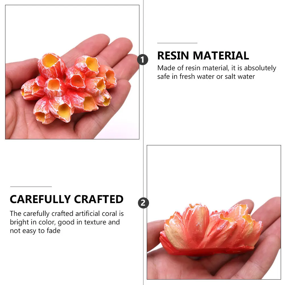 

2Pcs Artificial Coral Reef Ornaments Lifelike Resin Craft Decoration for Aquarium Fish Tank Home Tabletop Decor Realistic Coral