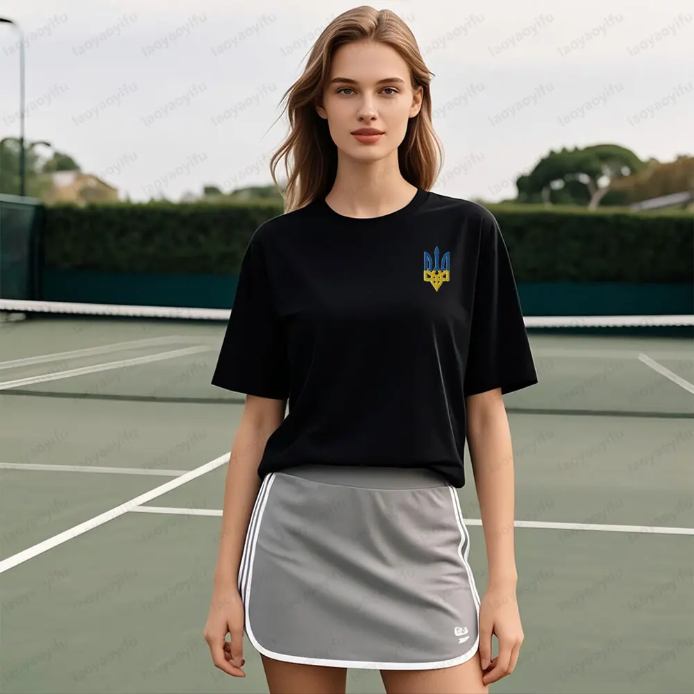 2025 T-shirt da uomo in cotone Tridente ucraino da donna T-shirt estiva a maniche corte stampata Tryzub Symbol Magliette patriottiche casual Top