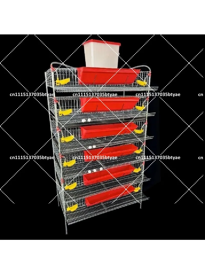6-Tier H-Shaped Quail Cage Vertical Design with Automatic Manure Removal Feeder And Waterer for Pet Quails