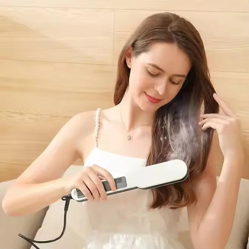 Beauty Salon Hair Straightener Comb Brush Fast Heating Spa Anti-Scald Hair Steamer Nano Spray Straightening Flat Curling Irons