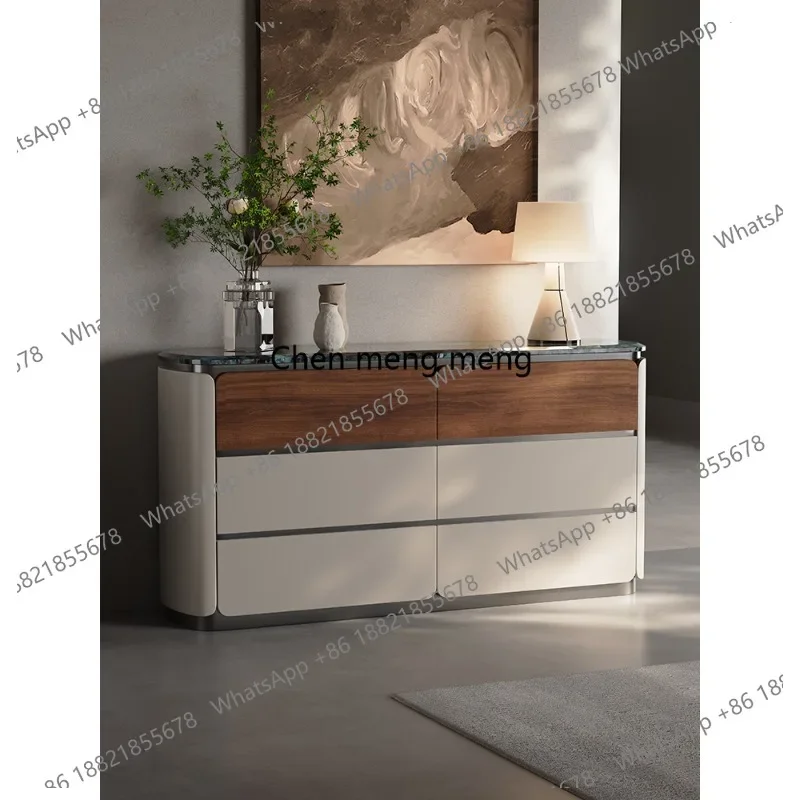 

Italian minimalist marble six-bucket cabinet against the wall, floor-to-ceiling light luxury solid wood storage cabinet